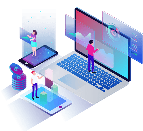 Man and woman sitting at computer