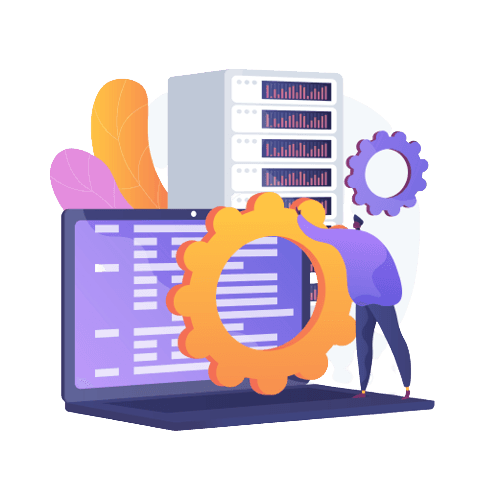 Man and woman sitting at computer